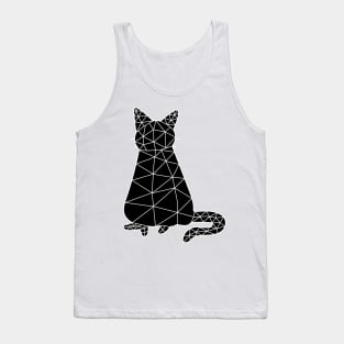 Cat sits straight showing his tail, Cat Geometric for Light Tank Top